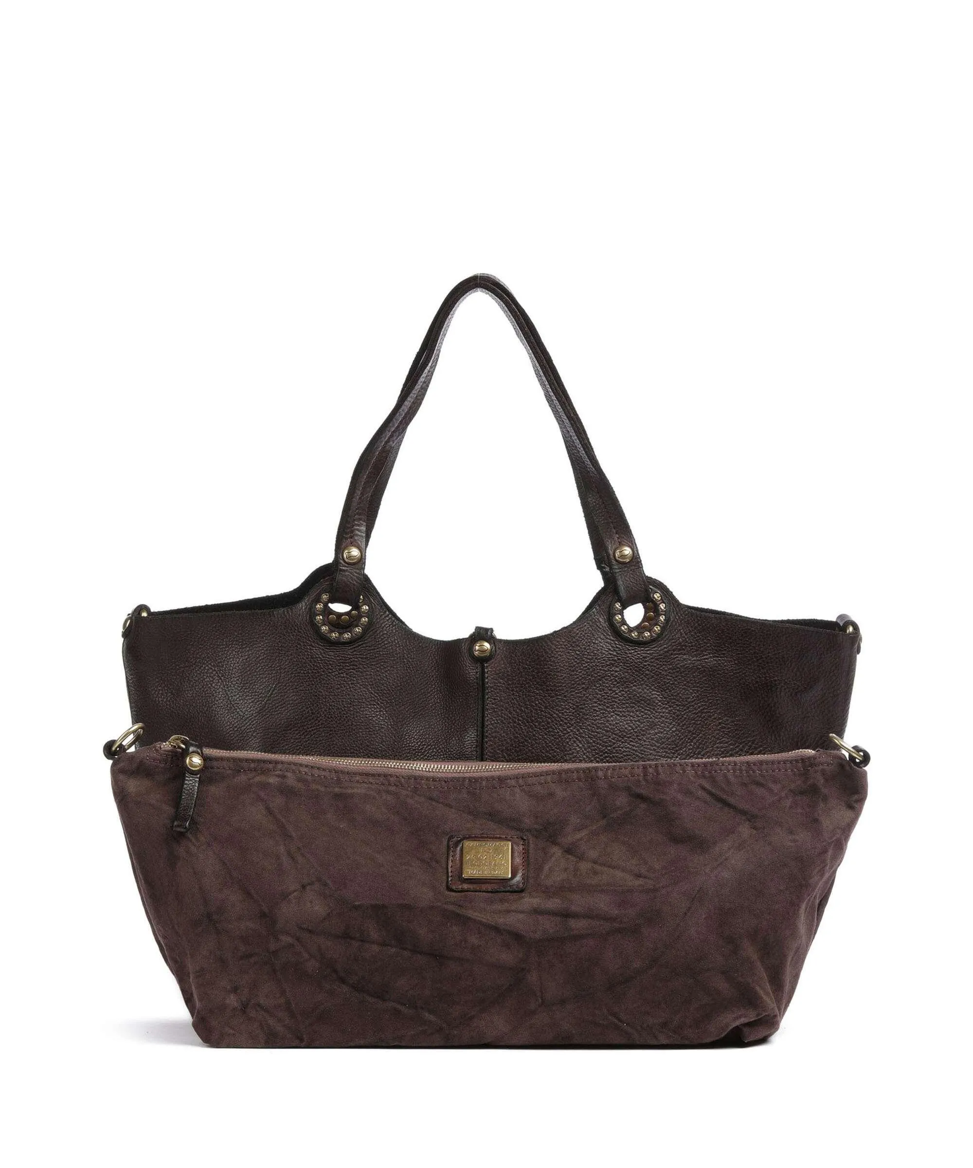  Campomaggi Borsa shopper pelle di vacchetta grana marrone scuro  