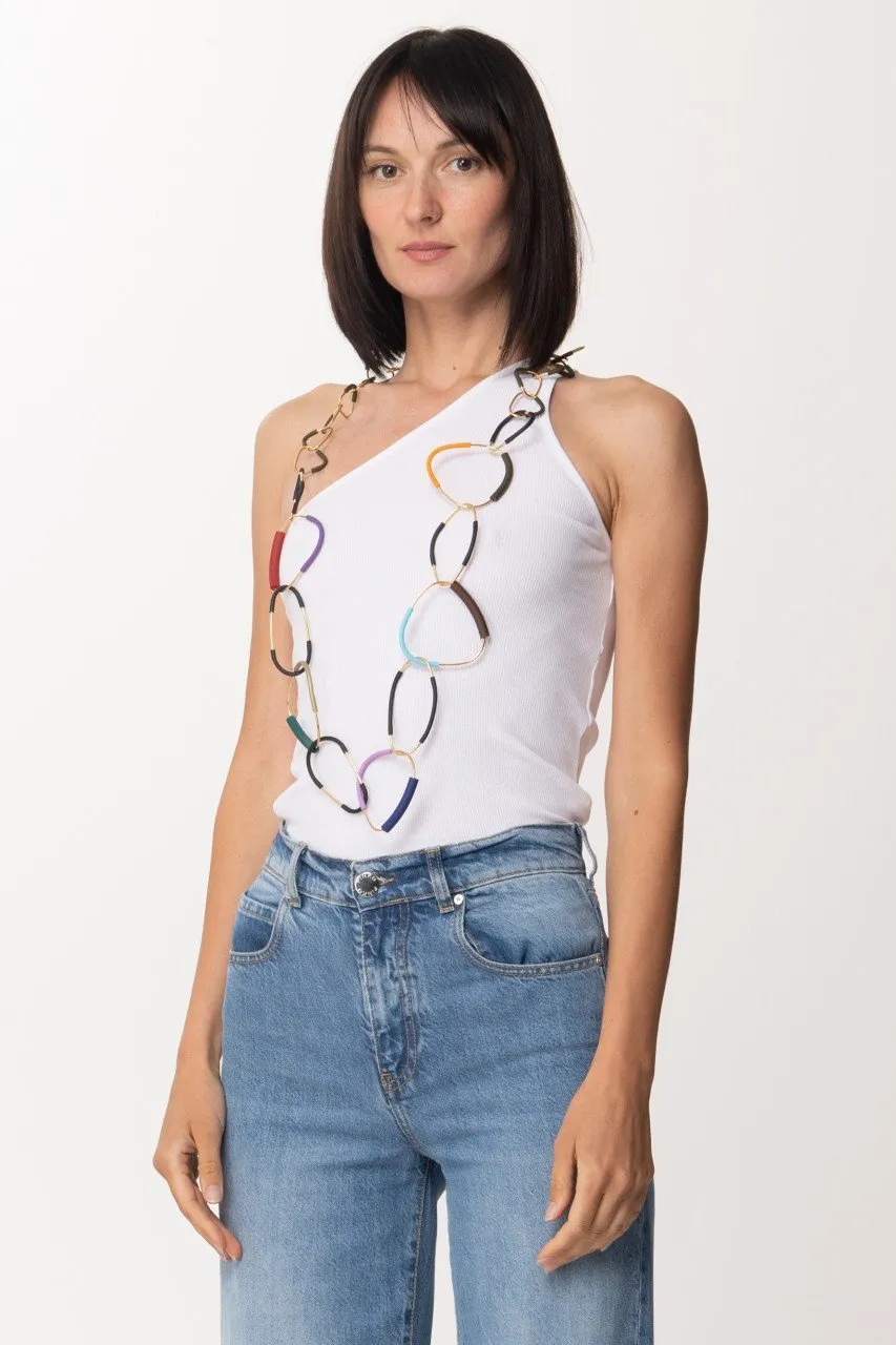 Collana lunga oval a cerchi Bronzo-Multicolor