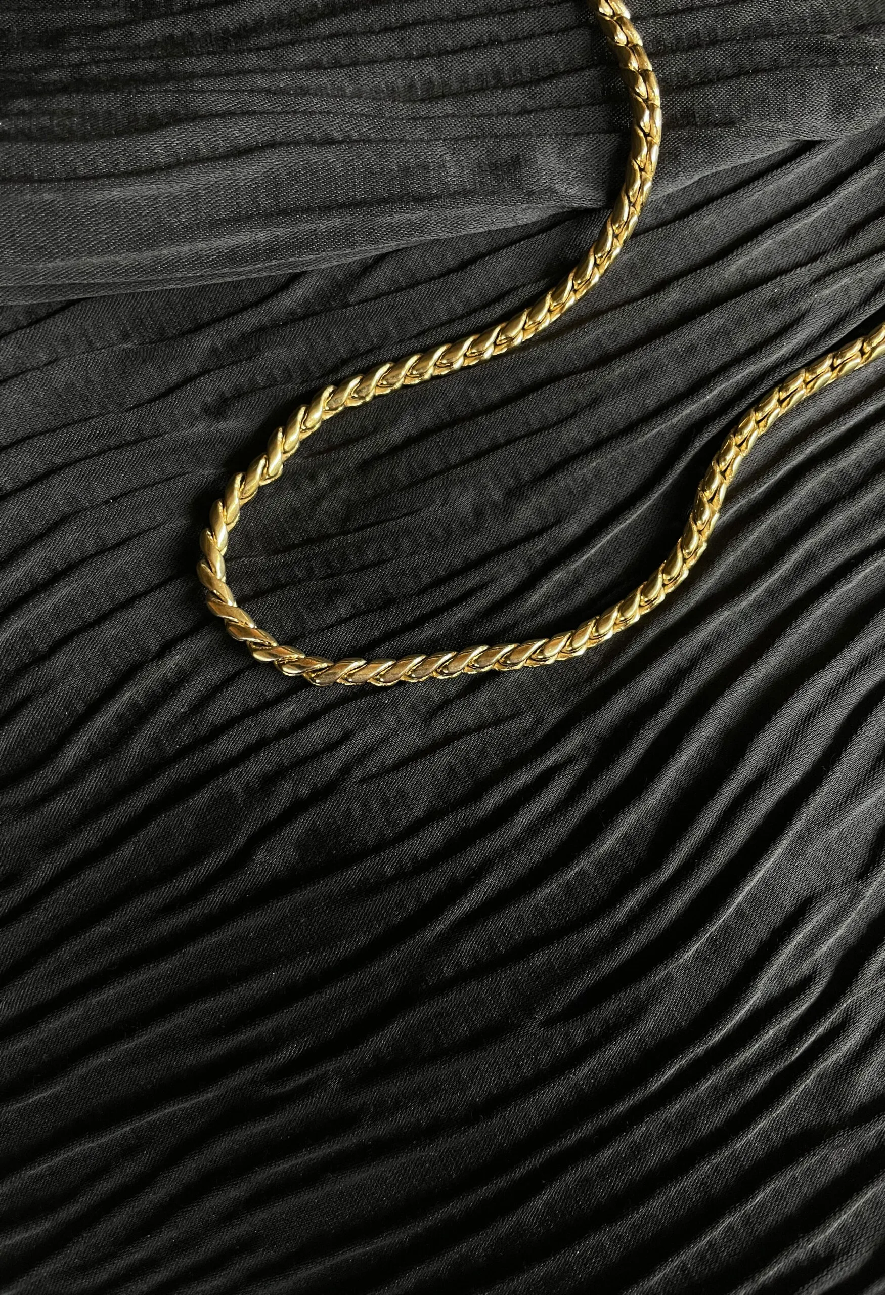 Collana wheat link bagnata in oro vintage anni ’80