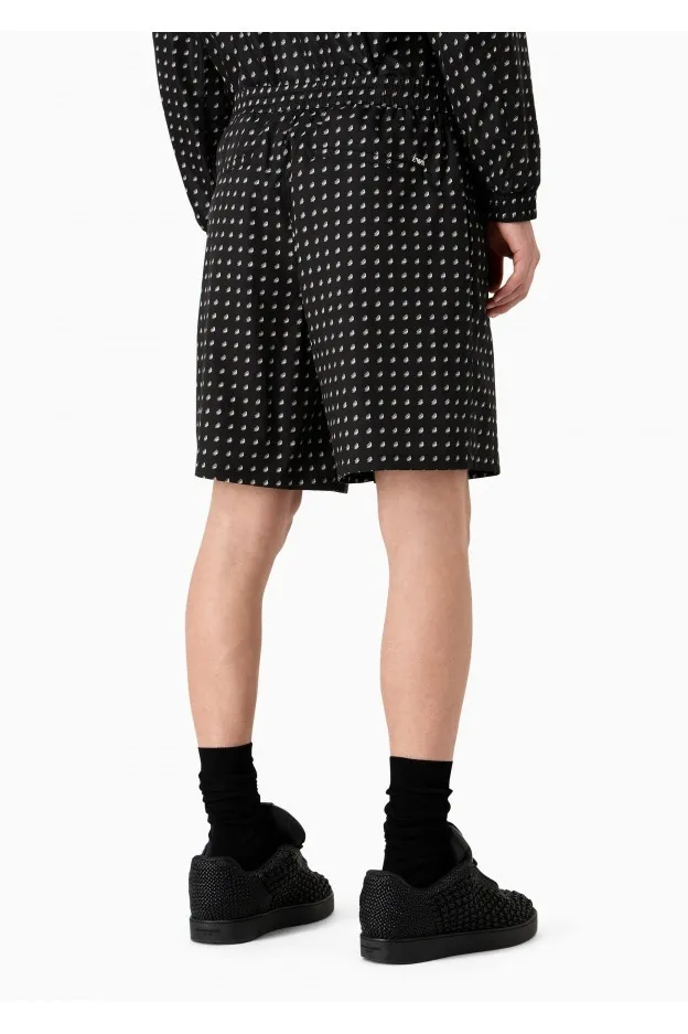 Emporio Armani Bermuda Con Coulisse In Misto Lyocell Stampa All Over Asv