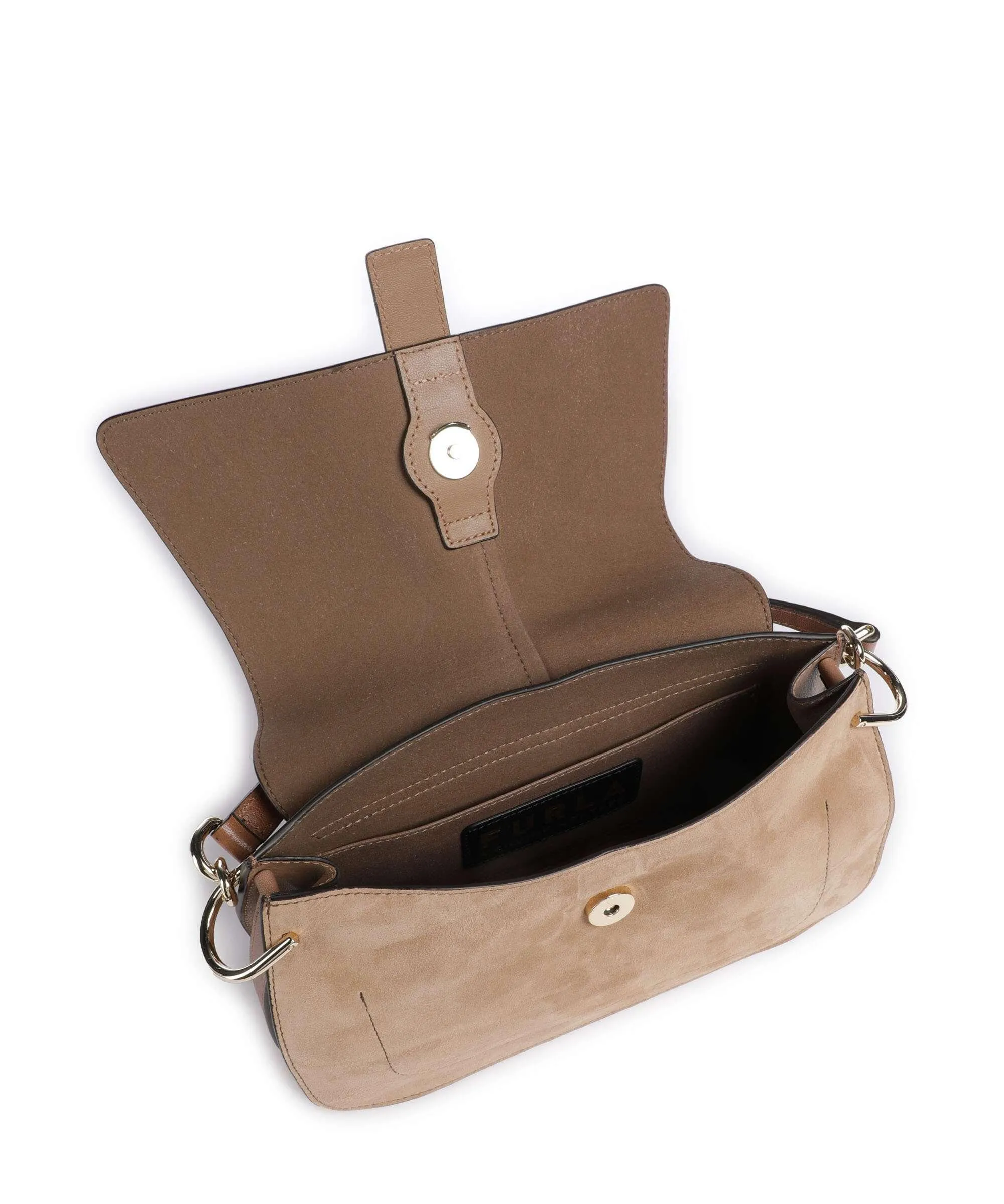  Furla Flow M Borsa a tracolla pelle ruvida, pelle a grana fine beige  