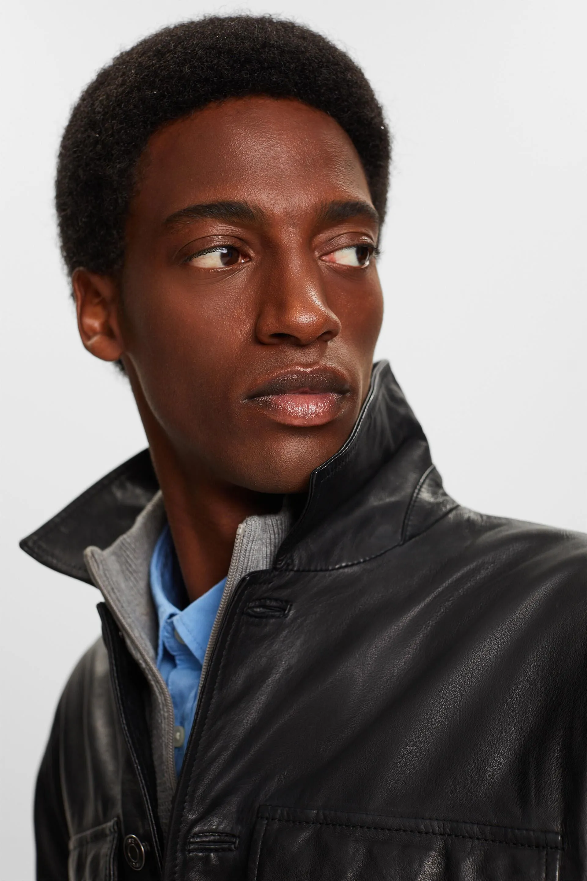 Giacca camicia in pelle