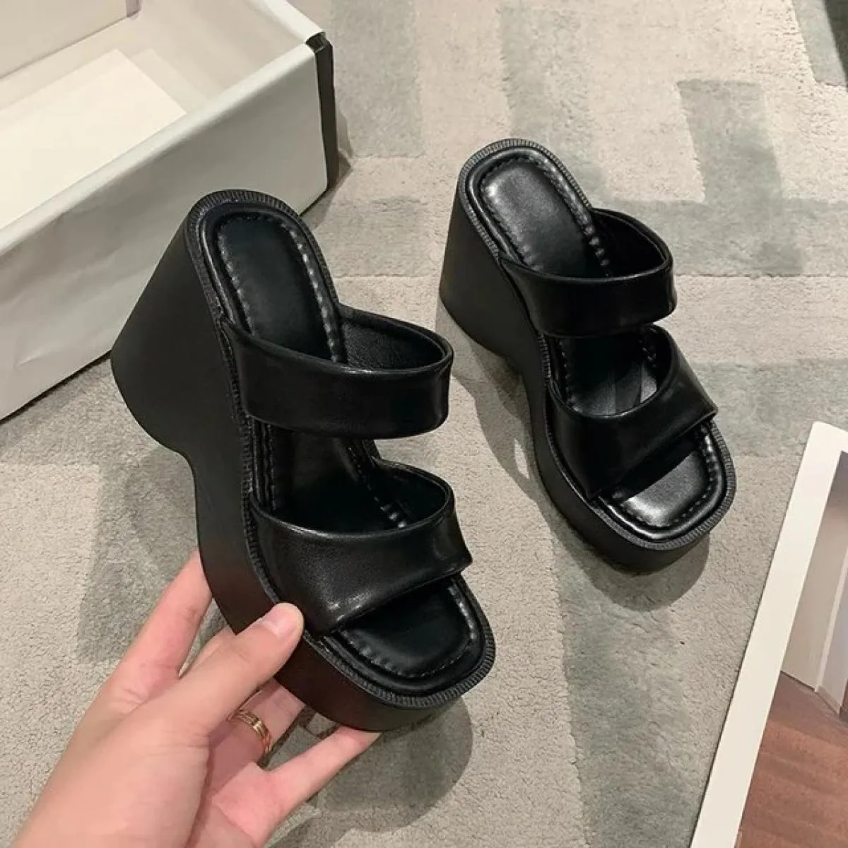 Sandali da donna Scarpe con zeppa leggere per donna Sandali estivi Scarpe con plateau Sandali con tacco alto Sandali De Mujer Ca