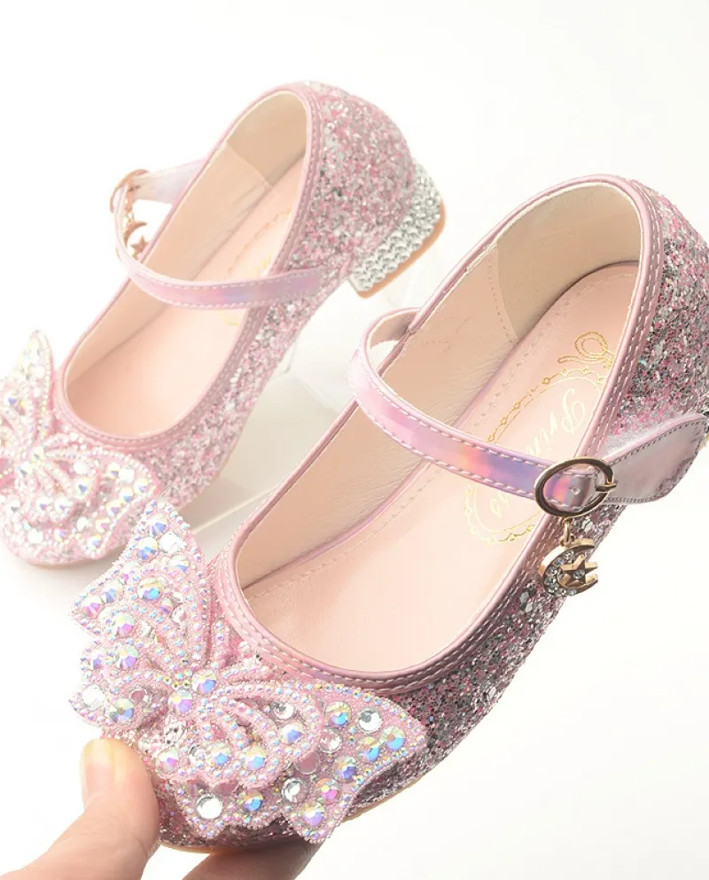 Scarpe col tacco alto per bambini Nuove scarpe da principessa per ragazze